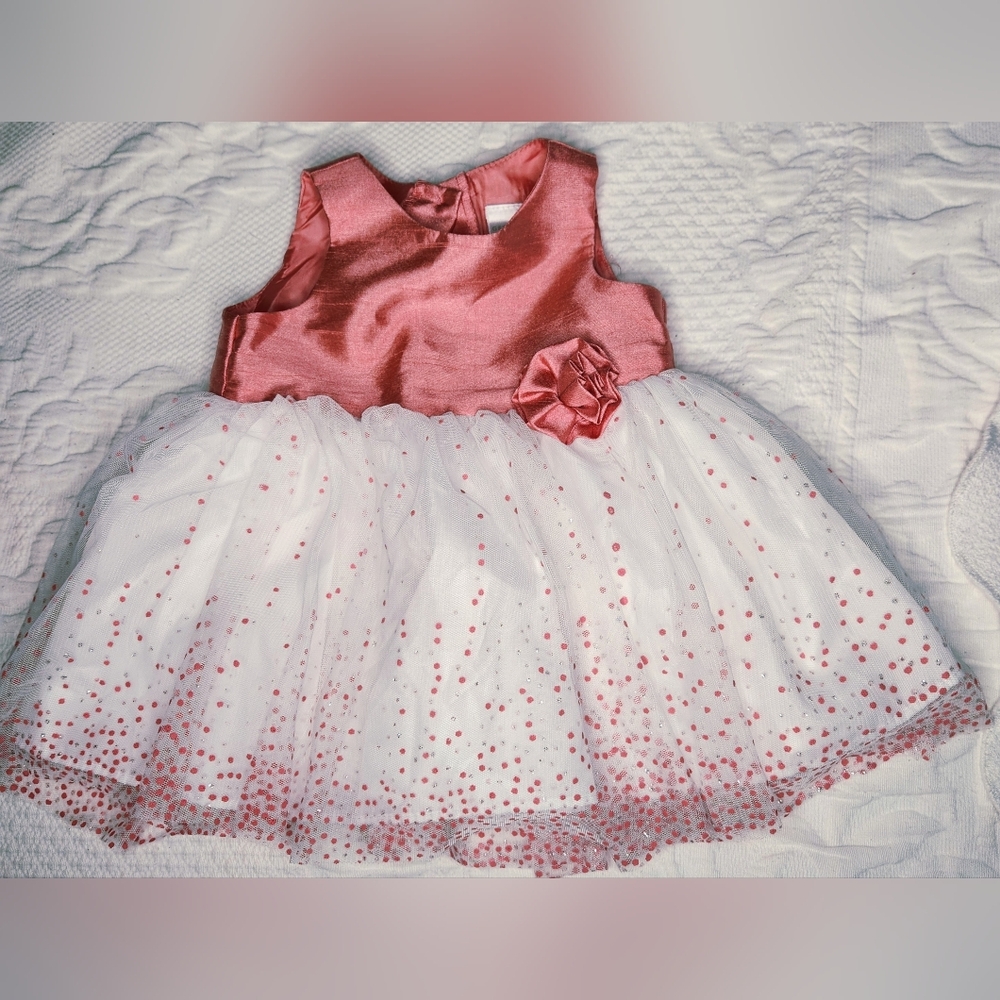 George Toddler Gilr's Orange & White(satin & tull) party dress size 3-6 months